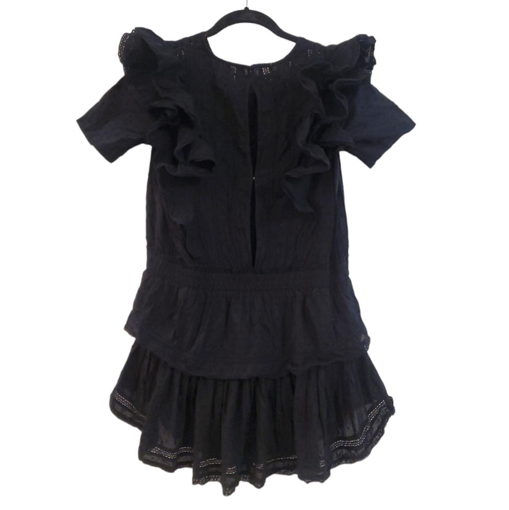 LoveShackFancy Women's Black Natasha Ruffled Lacy Micro‎ Mini Dress XS - Picture 4 of 9